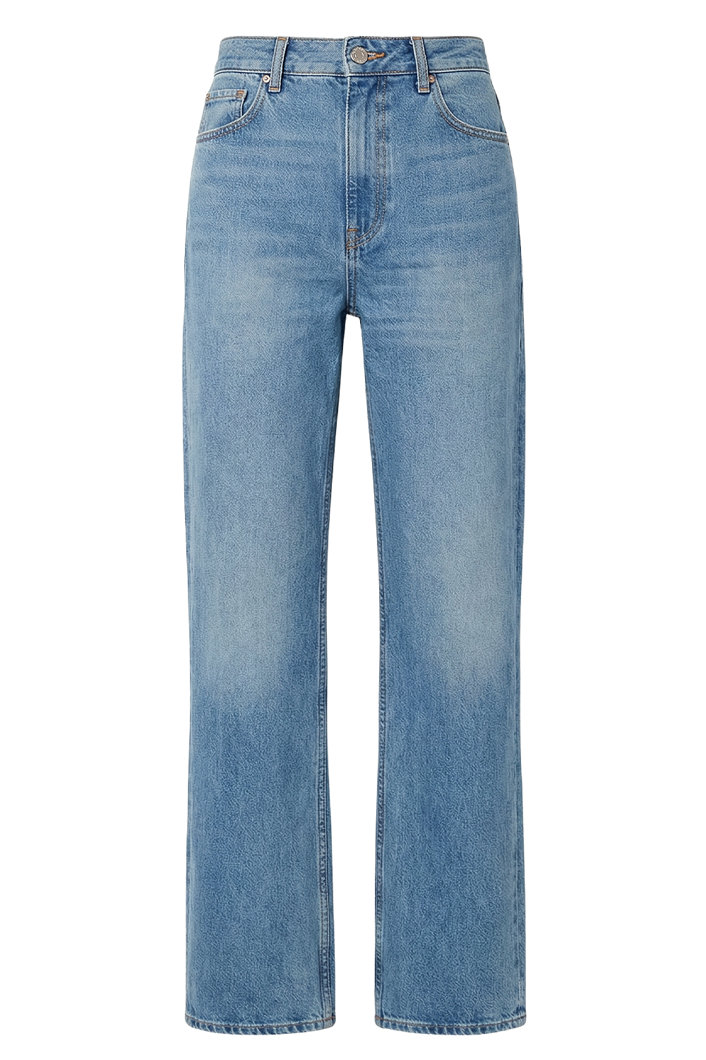 תמונה קידמית של מכנסי ג'ינס בגזרה משוחררת