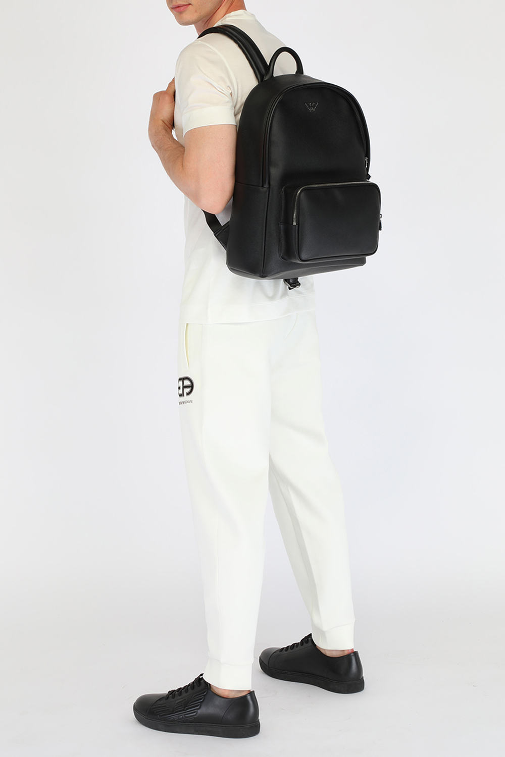 Black Backpack With Eagle Plaque EMPORIO ARMANI