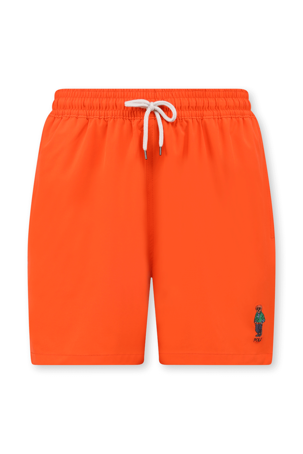 תמונה קידמית של בגד ים קצר כתום עם לוגו דובי