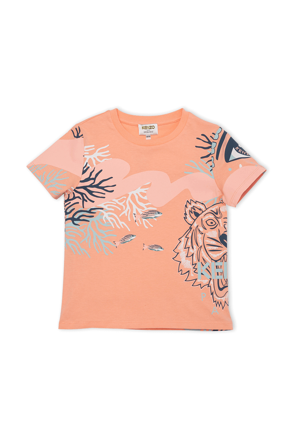 תמונה קידמית של גיל 2-6 חולצת טי בגוון אפרסק עם הדפס ימי