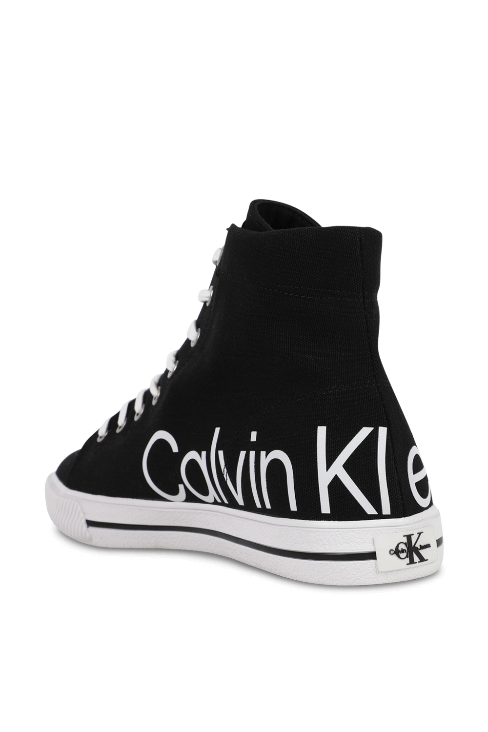 נעלי סניקרס גבוהות עם לוגו בשחור ולבן CALVIN KLEIN