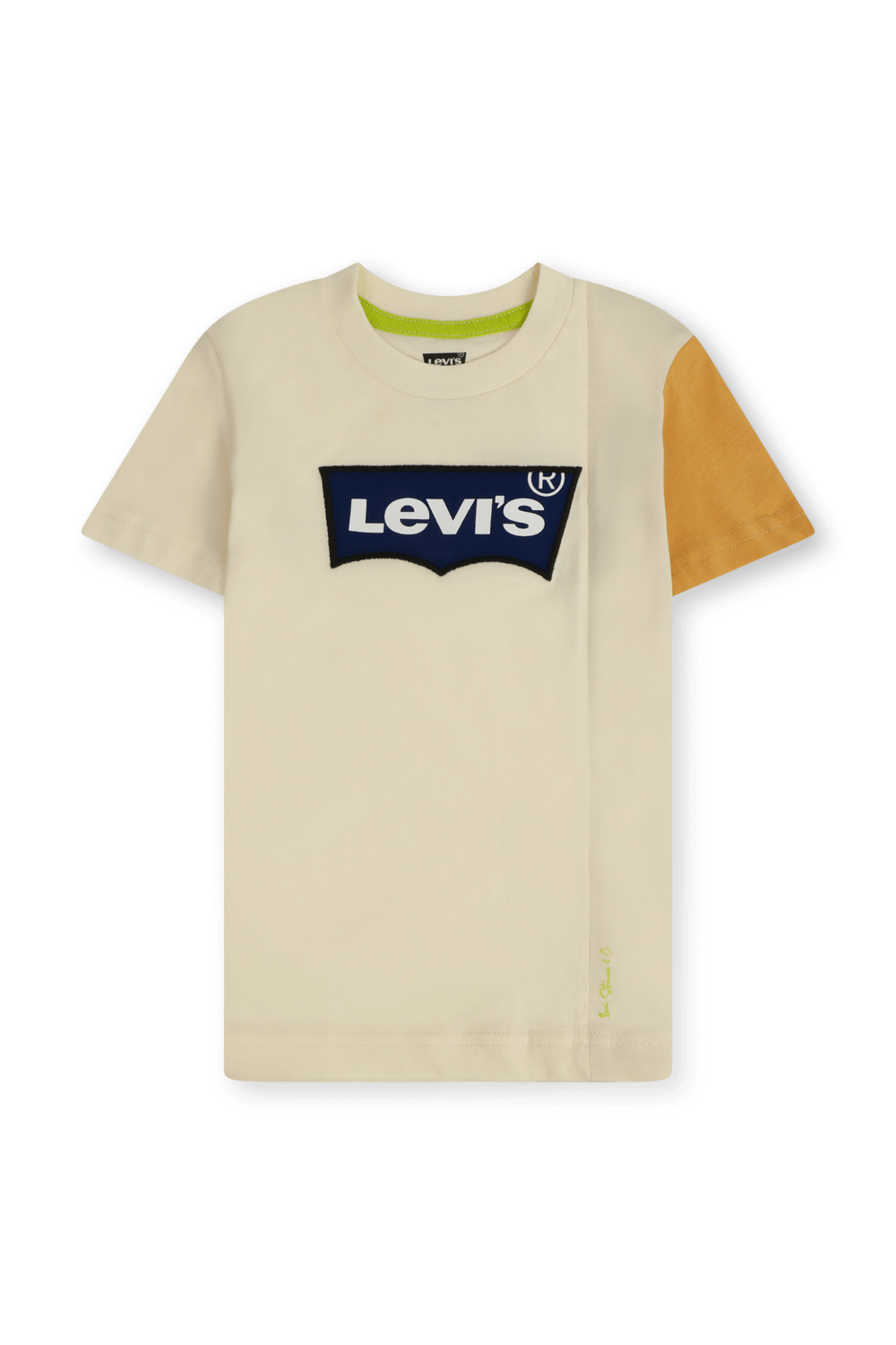 תמונה קידמית של גילאי 2-4 חולצת טי קולור בלוק עם הדפס לוגו