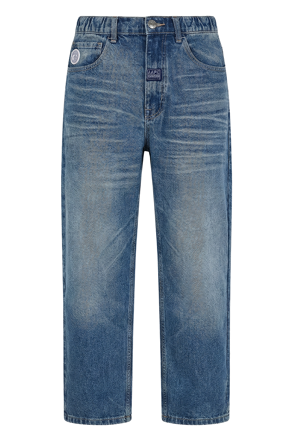 תמונה קידמית של מכנסי ג'ינס בגזרה רחבה