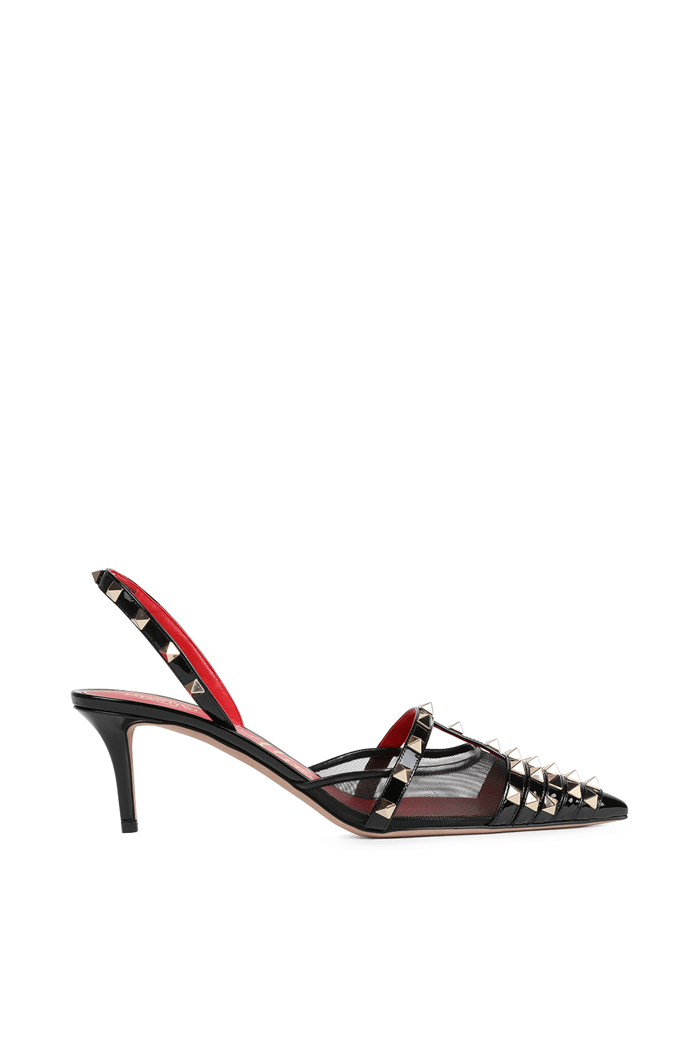 תמונה קידמית של נעלי עקב רוקסטאד מעור בצבע שחור