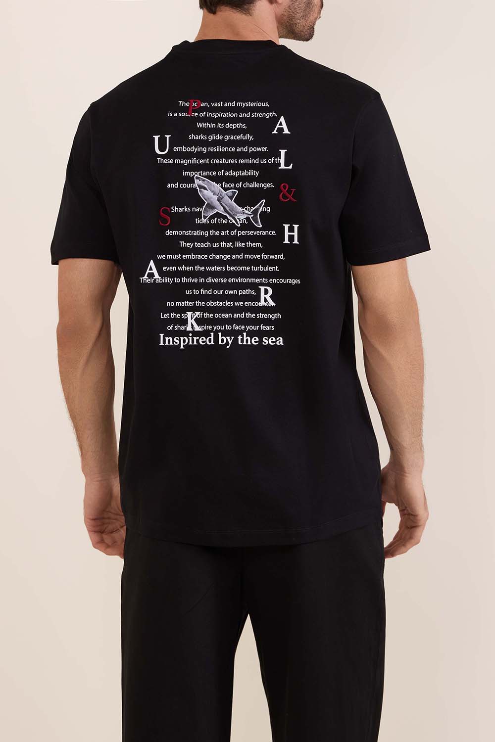 תמונת דוגמן אחורית של חולצת טי בהשראת הים