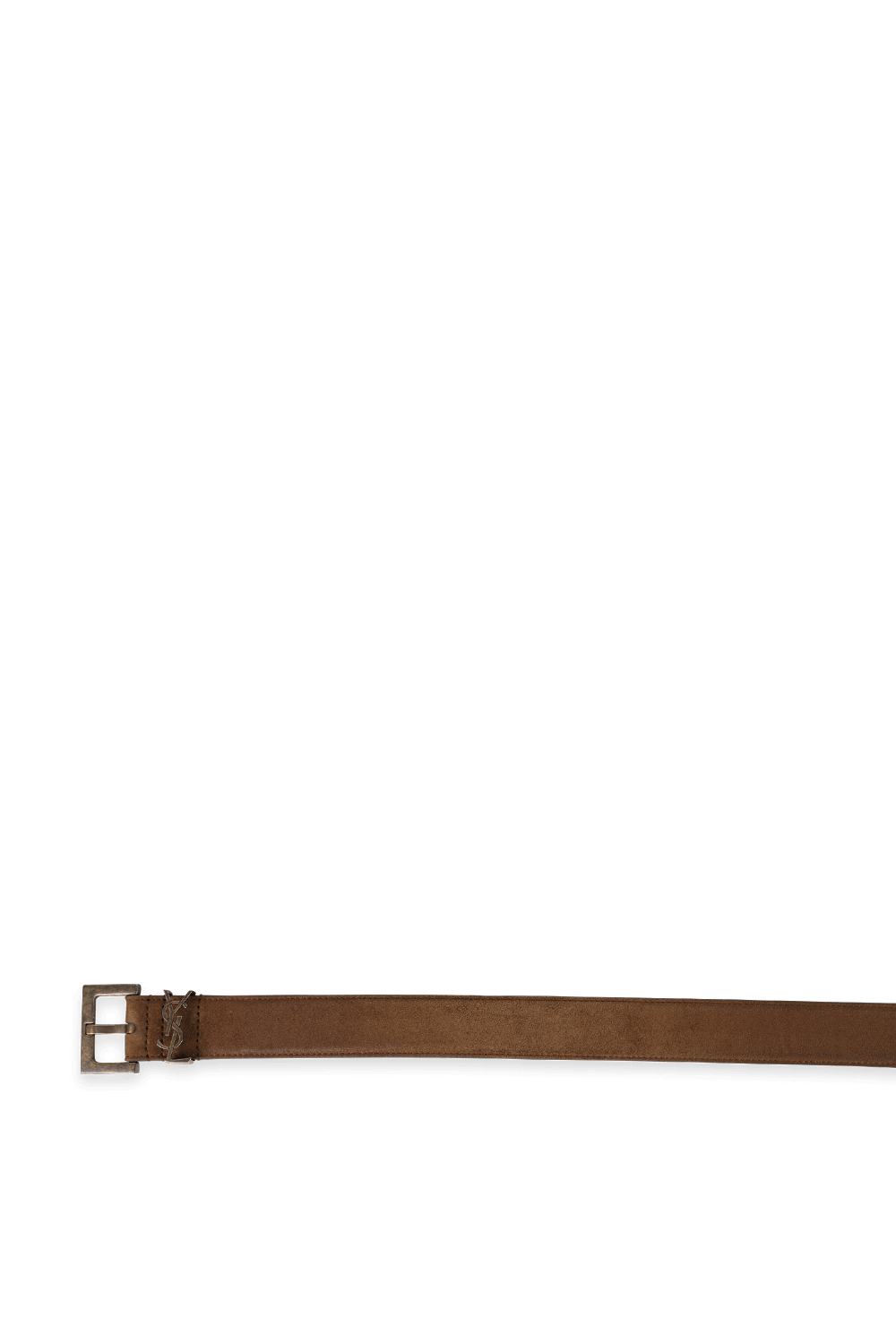 Logo Belt in Brown Suede SAINT LAURENT