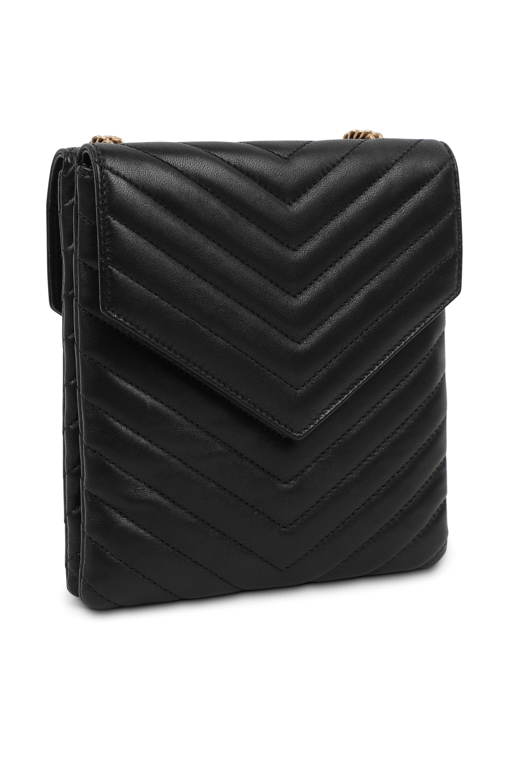 תמונה אחורית של תיק מעור קווילט בגוון שחור