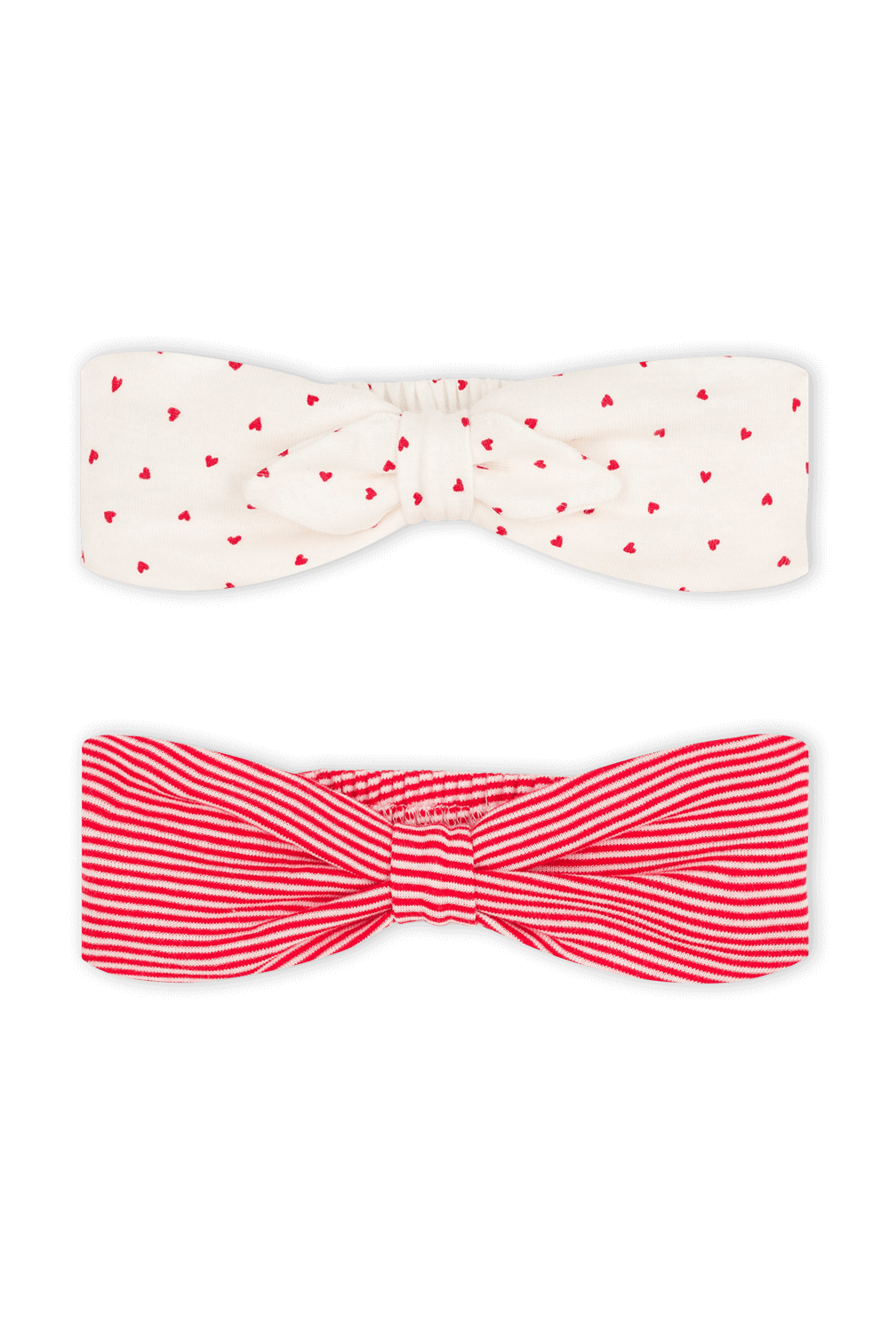 תמונה קידמית של מארז שני פפיונים לשיער בגווני אדום ולבן