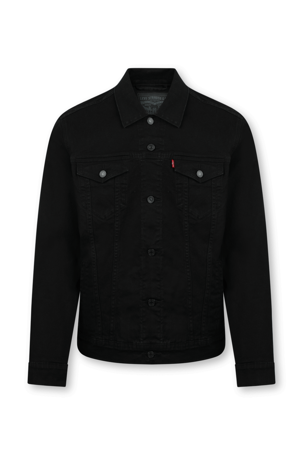 תמונה קידמית של ז'קט ג'ינס שחור