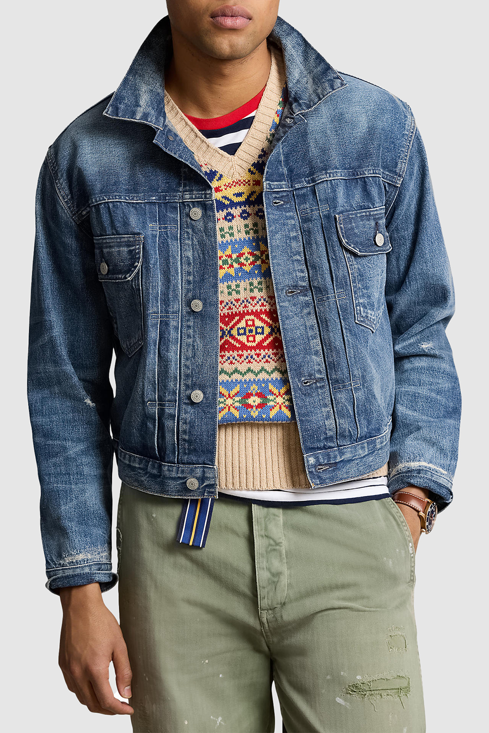 תמונת דוגמן קידמית של ז'קט ג'ינס