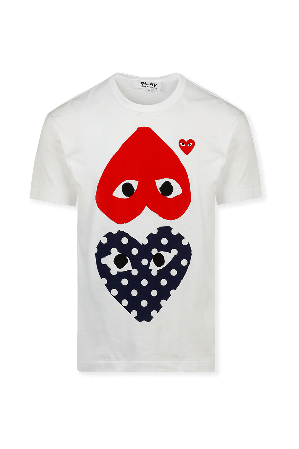 תמונה קידמית של חולצת טי עם פרינט לבבות הפוכים