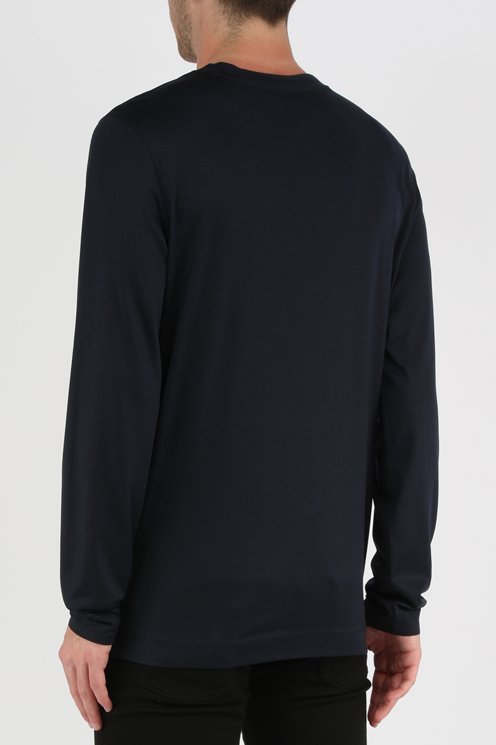 תמונת דוגמן אחורית של חולצת טי ארוכה כחולה