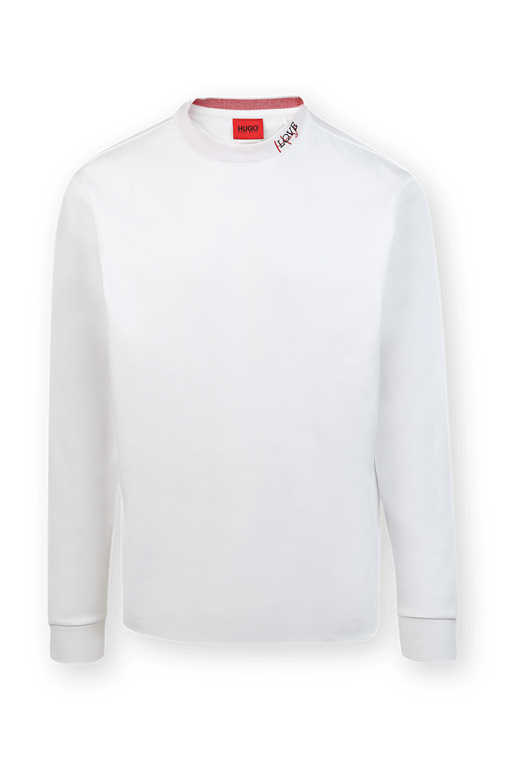 תמונה קידמית של Logo Neckline Cotton Shirt in White