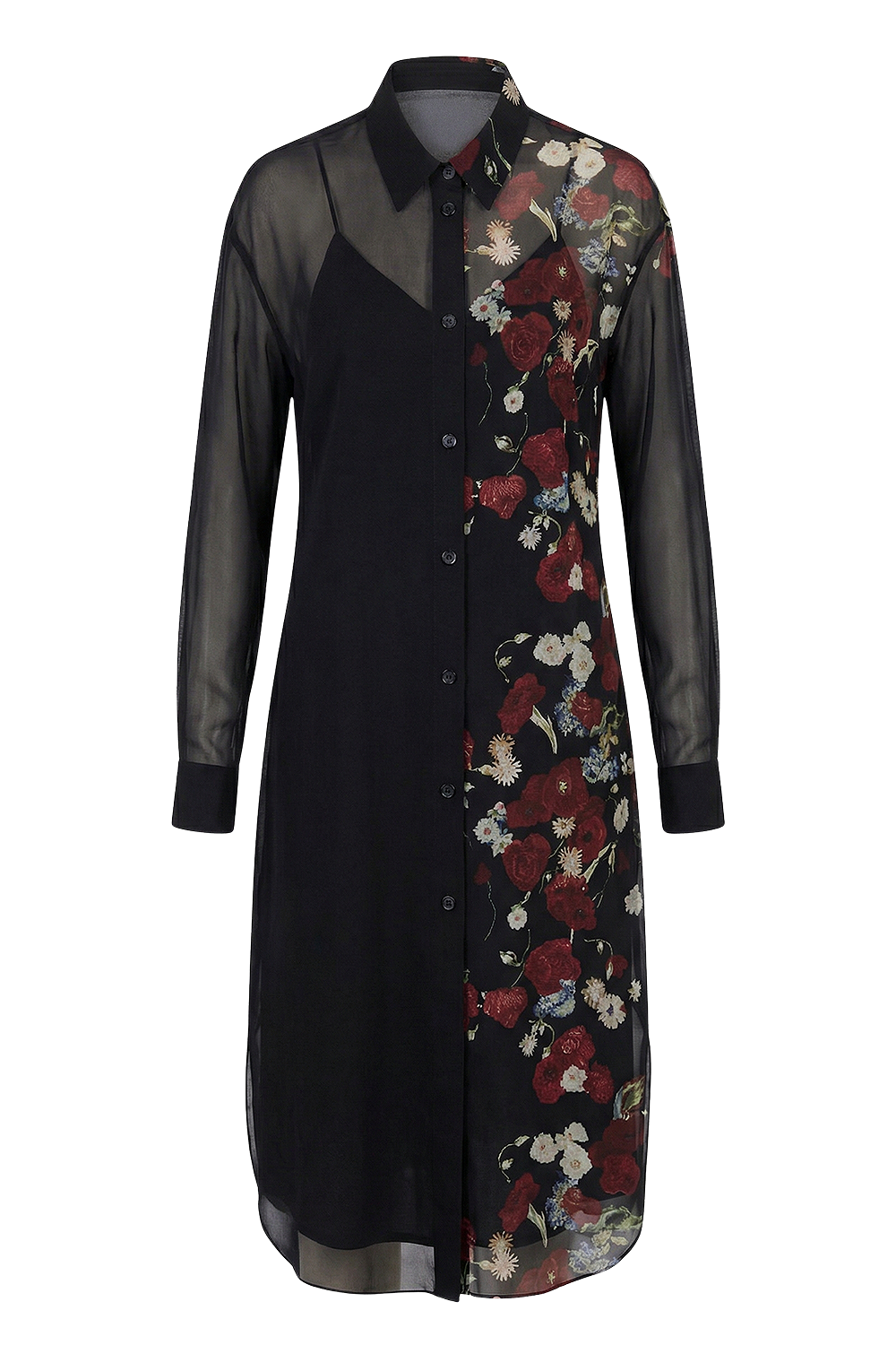 תמונה קידמית של שמלת כפתורים משי