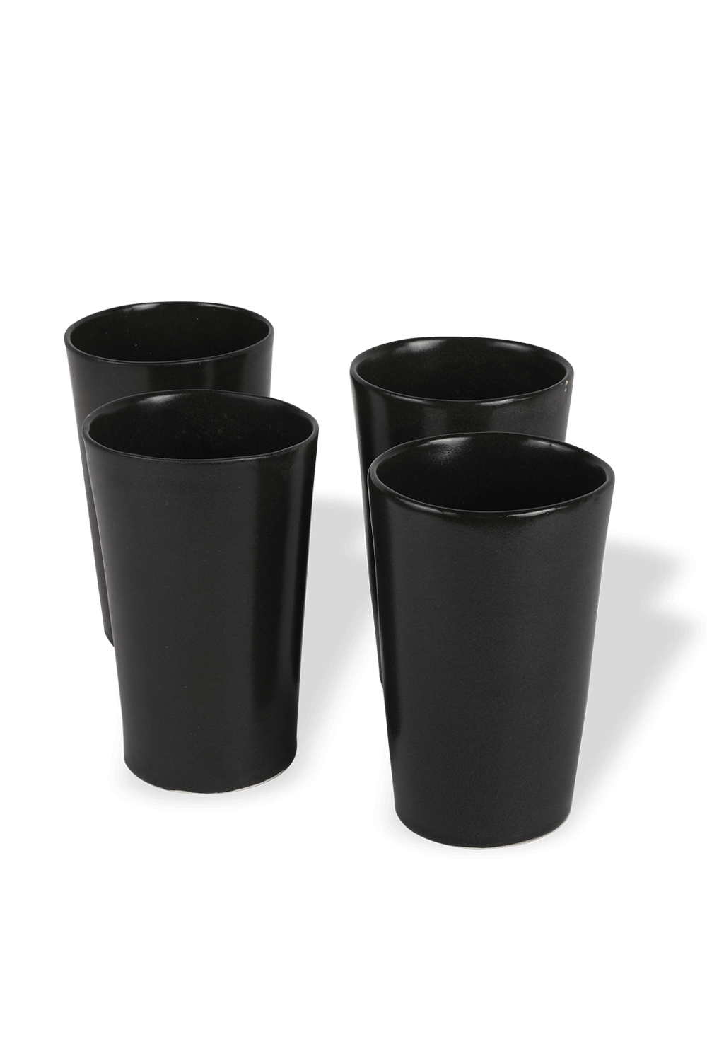 תמונה אחורית של סט ארבעה ספלים גבוהים מקרמיקה בגוון שחור