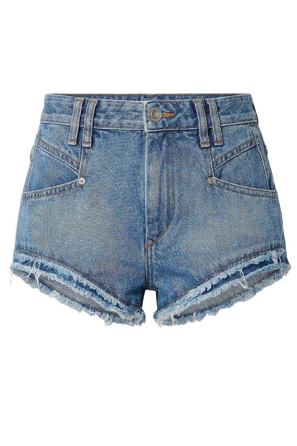 תמונה קידמית של מכנסי ג'ינס קצרצרים