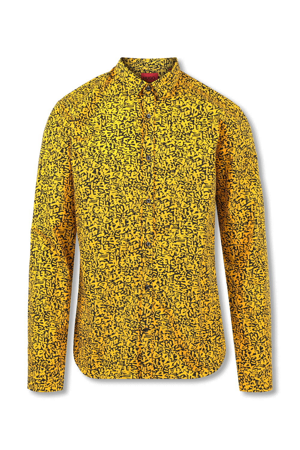 תמונה קידמית של Slim-Fit Shirt With Japanese Symbols in Orange