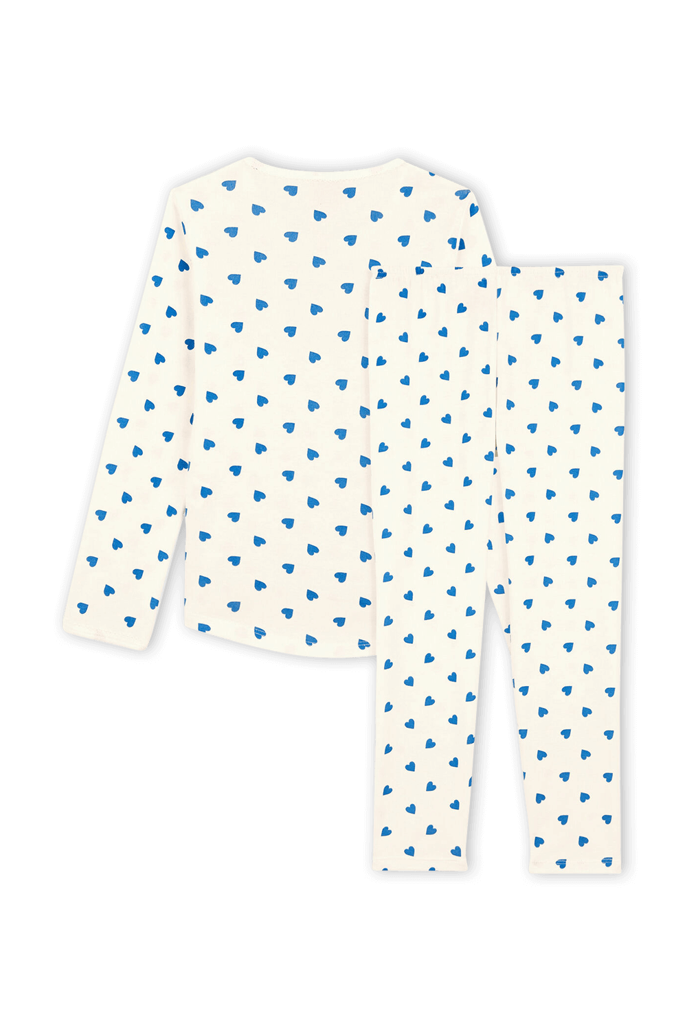 תמונה אחורית של גילאי 2-5 סט פיג'מה לבבות ארוך  בגוון לבן