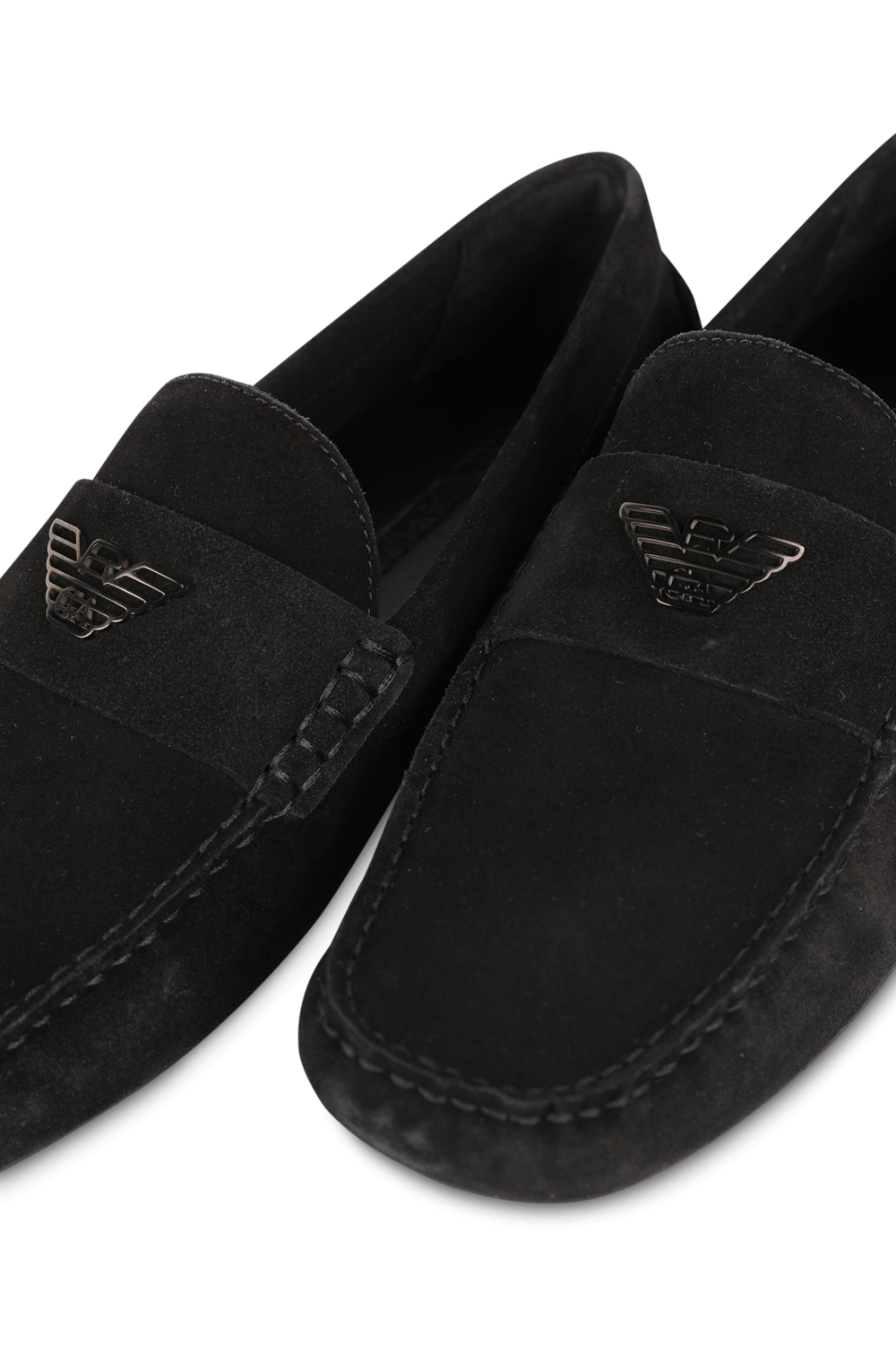 Black Loafers in Soft Suede with Logo EMPORIO ARMANI