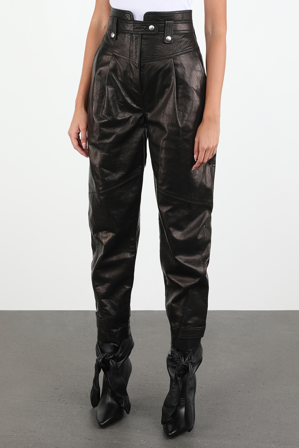 Atsu Leather Pants In Black image number null IRO