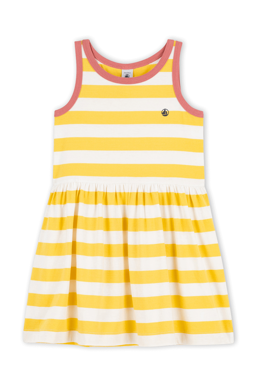 גילאי 3-5 שמלת מיני עם פסים בגווני צהוב ולבן PETIT BATEAU