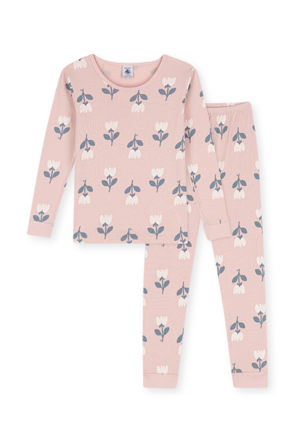 תמונה קידמית של סט פיג'מה פרחוני מכותנת פליז אורגנית - גילאי 3-4