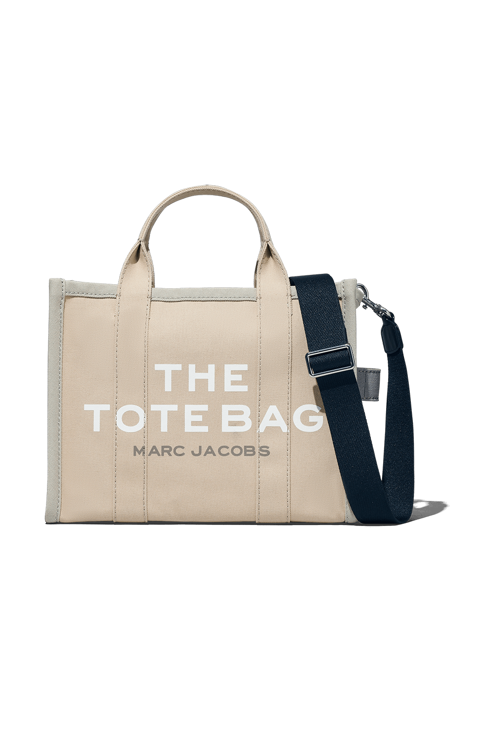 תמונה קידמית של תיק נשיאה בגוון בז' עם לוגו בגודל לארג'