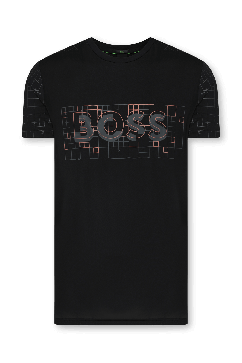 תמונה קידמית של חולצת טי אקטיב גרפית עם אלמנטים זוהרים בחושך