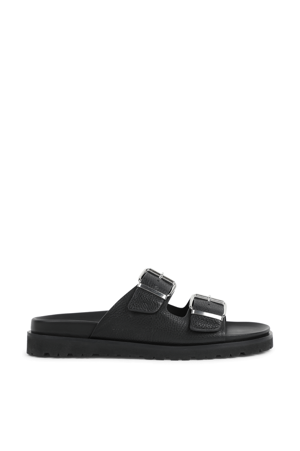תמונה קידמית של סנדלי סוני שטוחים שחורים