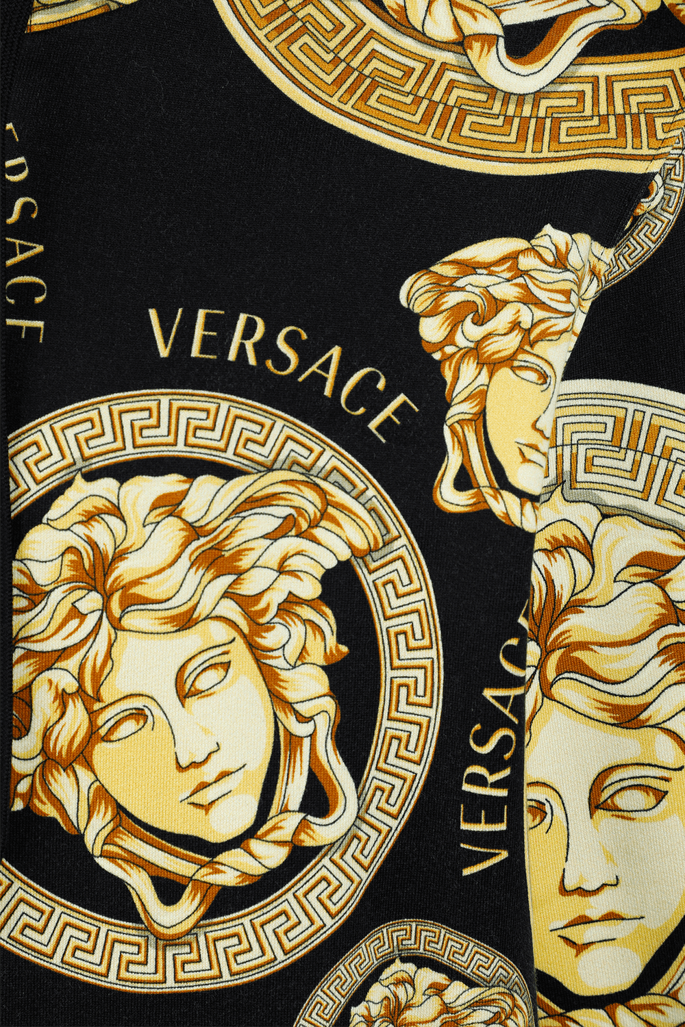 תמונה אחורית של All-Over Medusa Printe Hoodie in Black