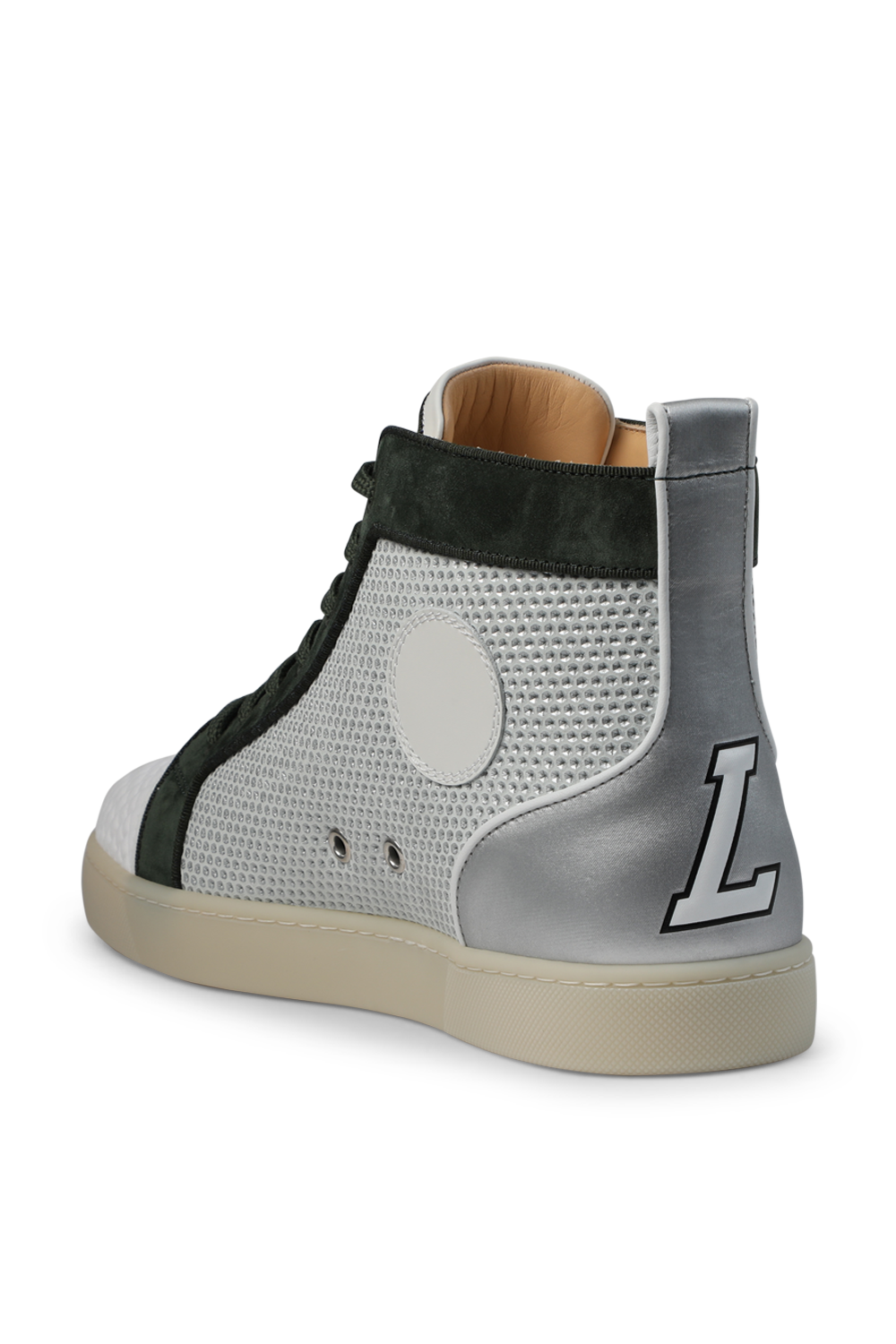 תמונה אחורית של נעלי סניקרס מעור ברכיסה גבוה 