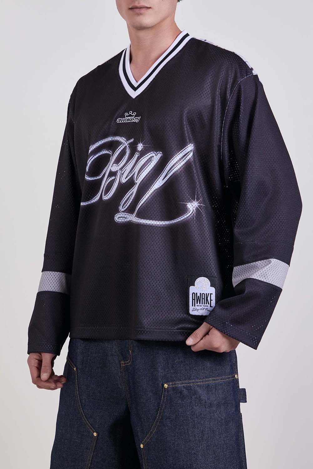 תמונת דוגמן קידמית של חולצת הוקי אוייק ניו יורק X ביג אל