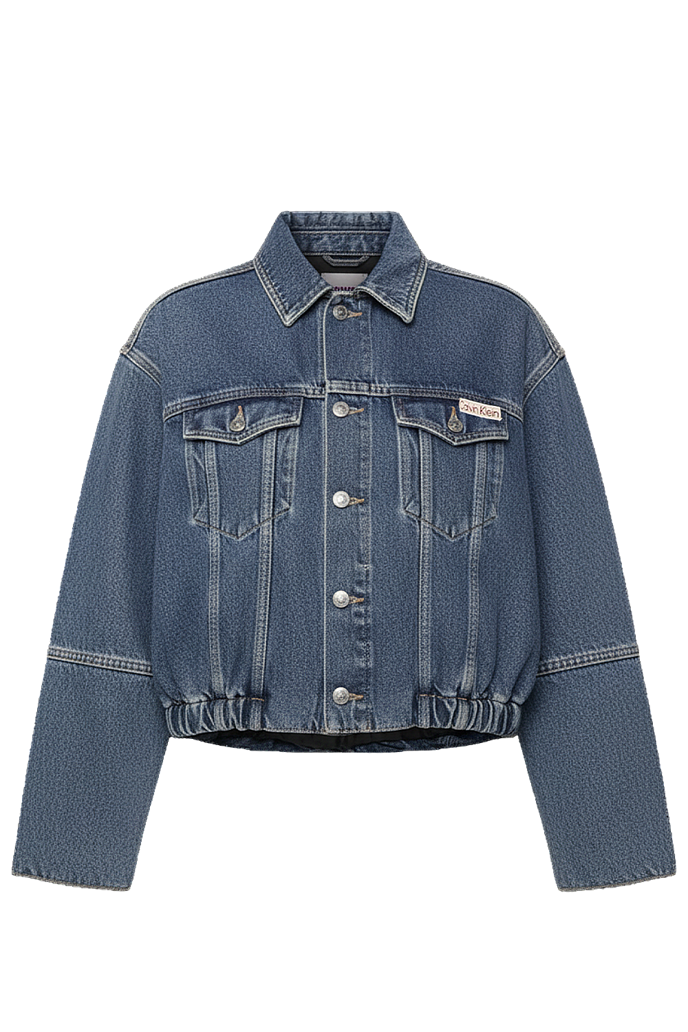 תמונה קידמית של ז'קט ג'ינס מרופד