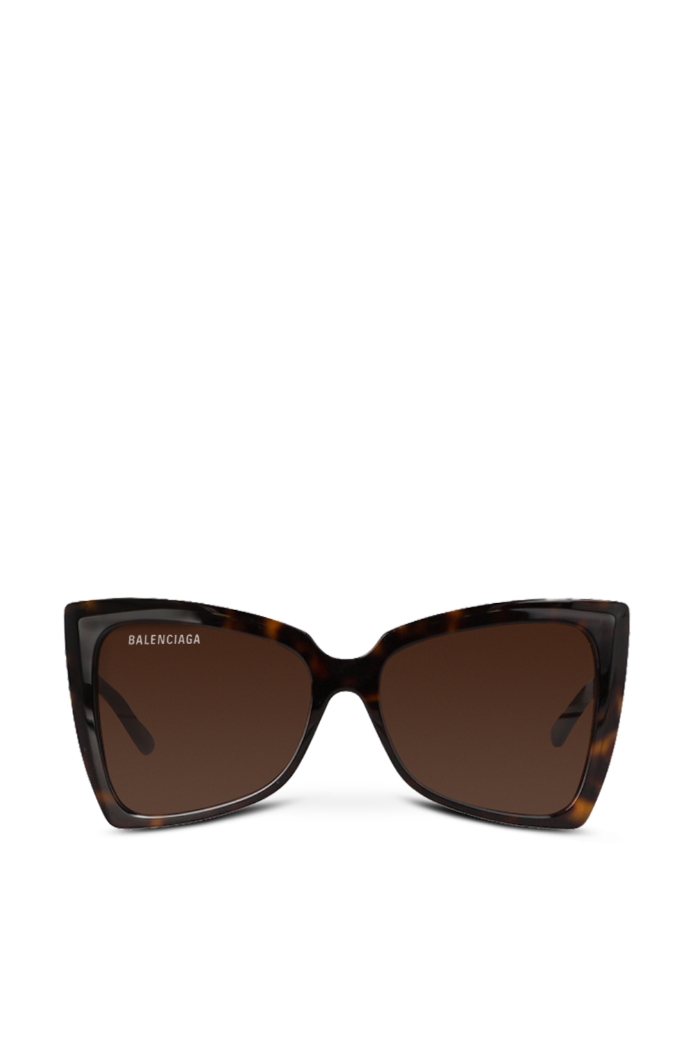 תמונה קידמית של משקפי שמש חומים עם מסגרת פרפר