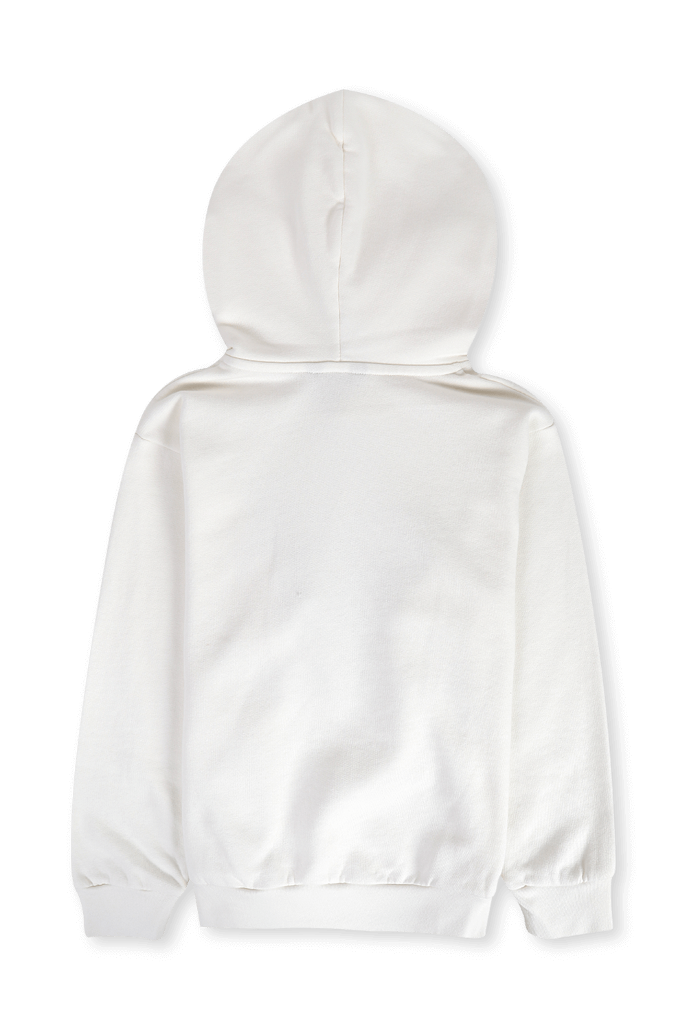 תמונה אחורית של גילאי 2-10 סווטשירט קפוצ'ון עם שם המותג בצבע לבן