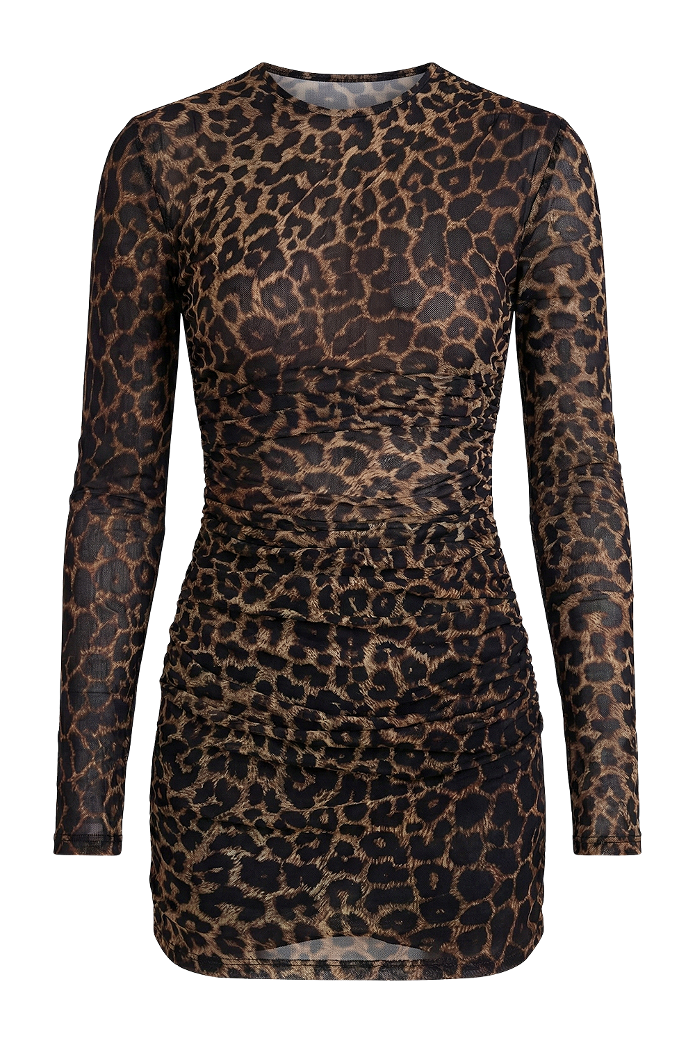 תמונה קידמית של שמלת מיני מנומרת