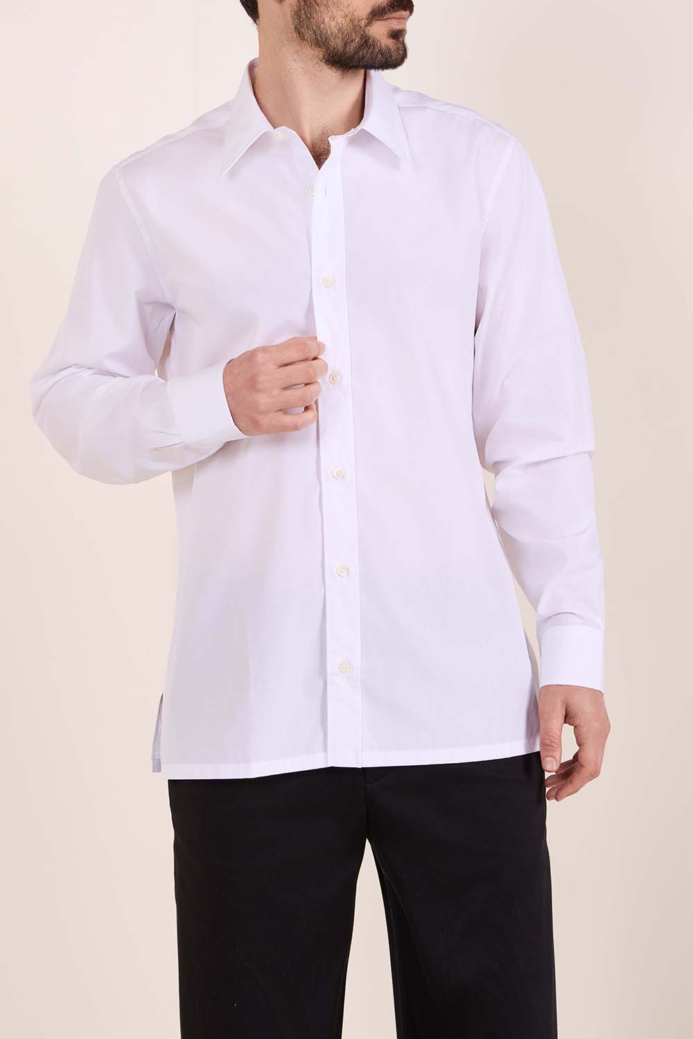 תמונת דוגמן קידמית של חולצות כפתורים ארוכה