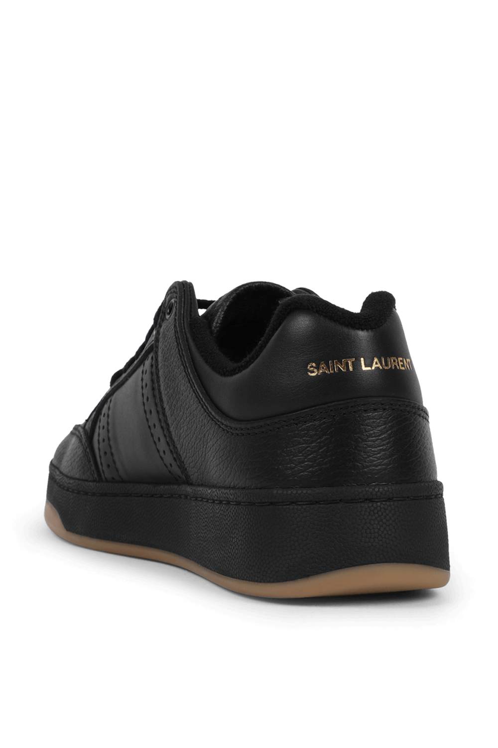 תמונה אחורית של נעלי סניקרס שחורות מעור