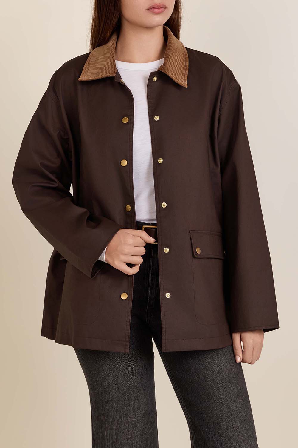 תמונת דוגמן קידמית של ז'קט כותנה