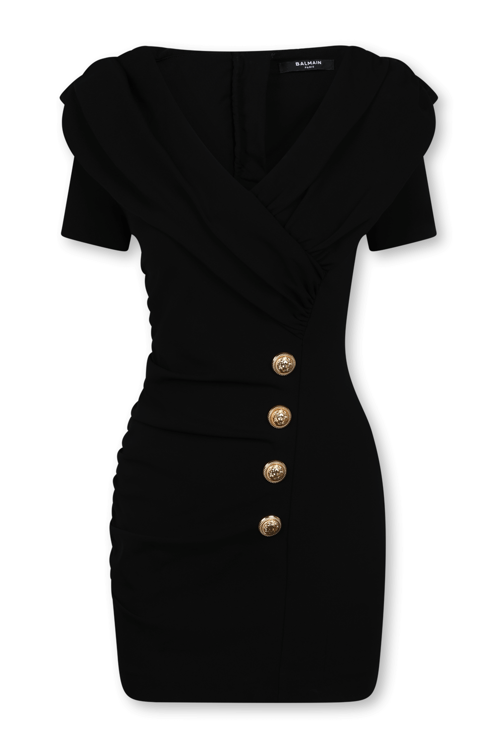 תמונה קידמית של שמלת מיני עם כפתורים