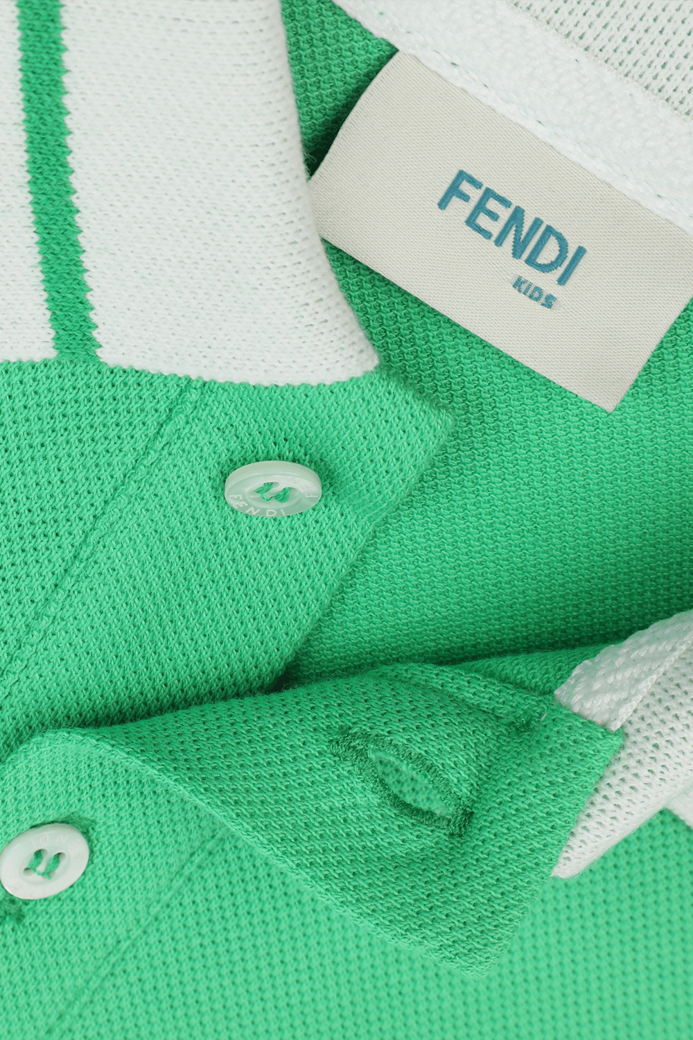גילאי 8-12 חולצת פולו ירוקה עם צווארון לבן FENDI KIDS
