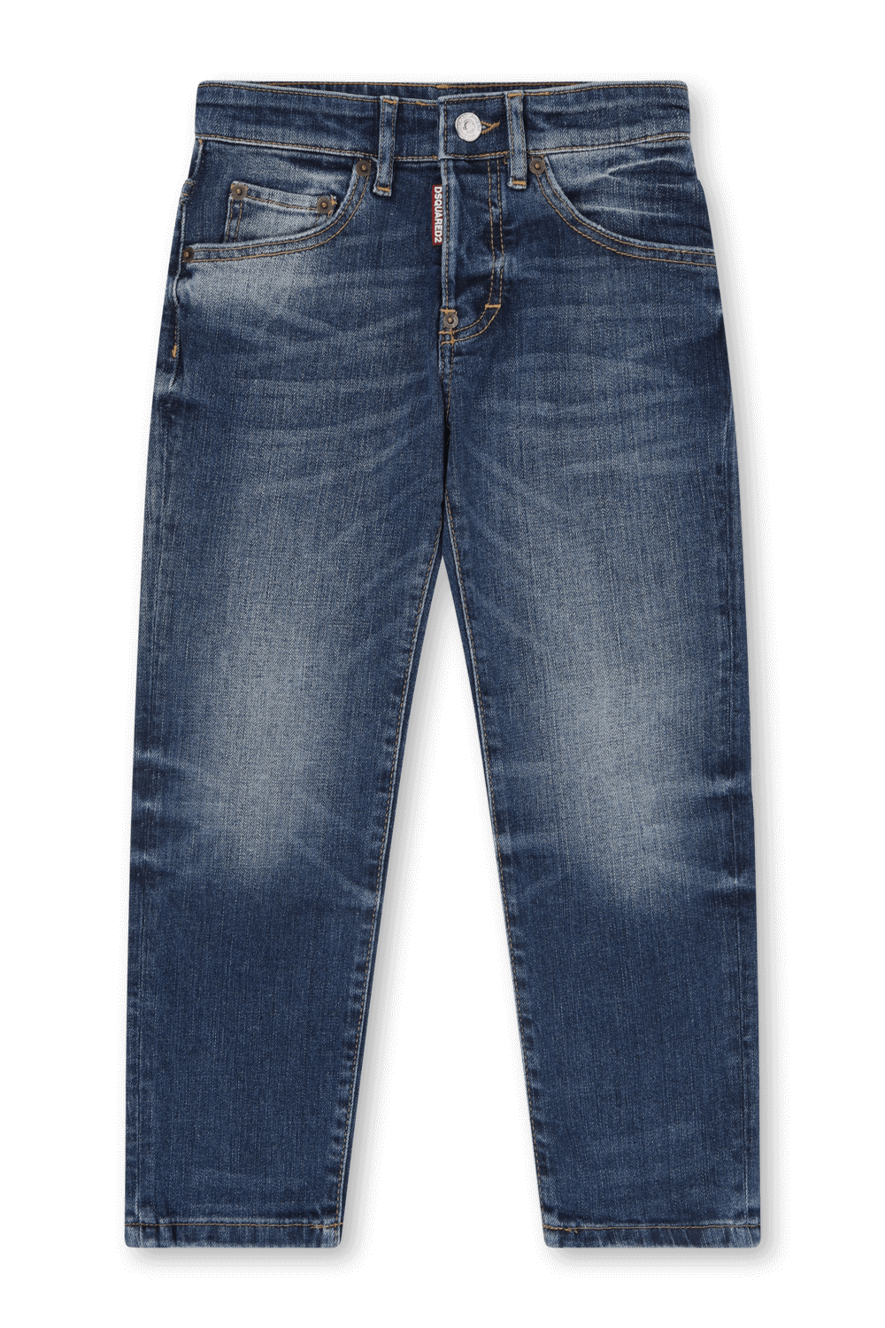 גילאי 4-16 מכנסי ג'ינס בשטיפה כהה עם שפשופים DSQUARED2 KIDS