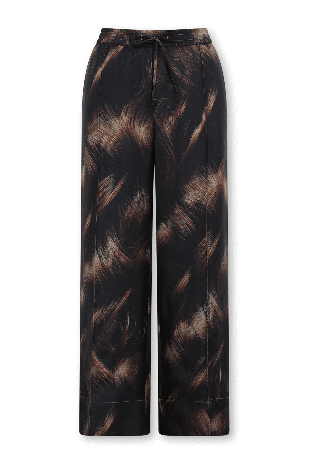 תמונה קידמית של מכנסי פיג'מה ממשי עם הדפס שיער