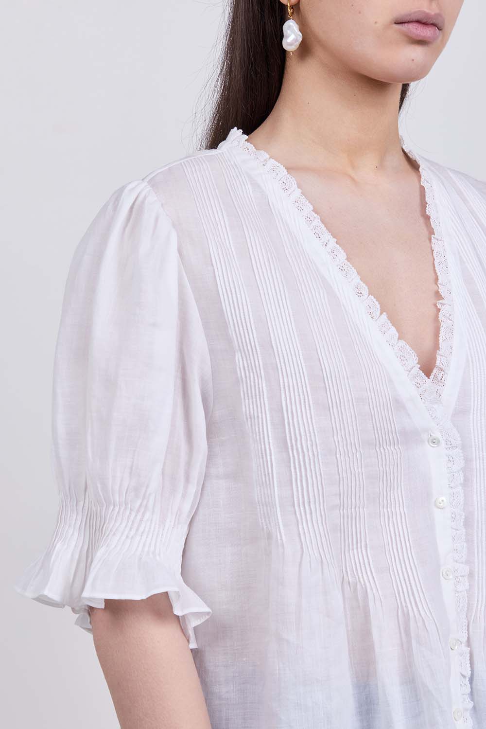 תמונת תקריב דוגמן של חולצה מכופתרת קארלי