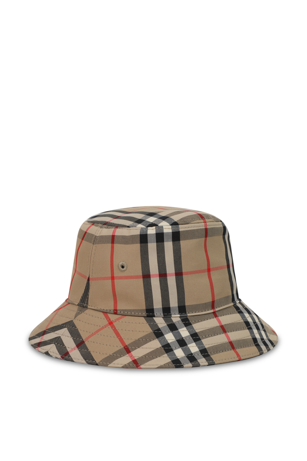 כובע באקט בז' עם הדפס משבצות אייקוני BURBERRY