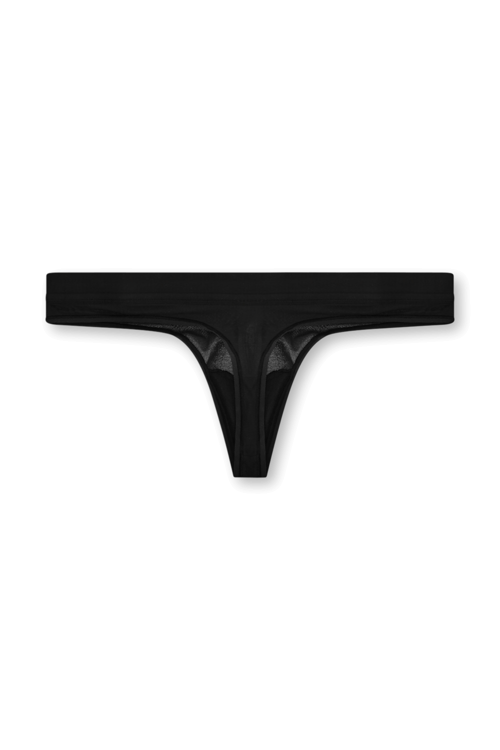 תמונה אחורית של Nulu Mesh Logo Dipped-Waist Thong
