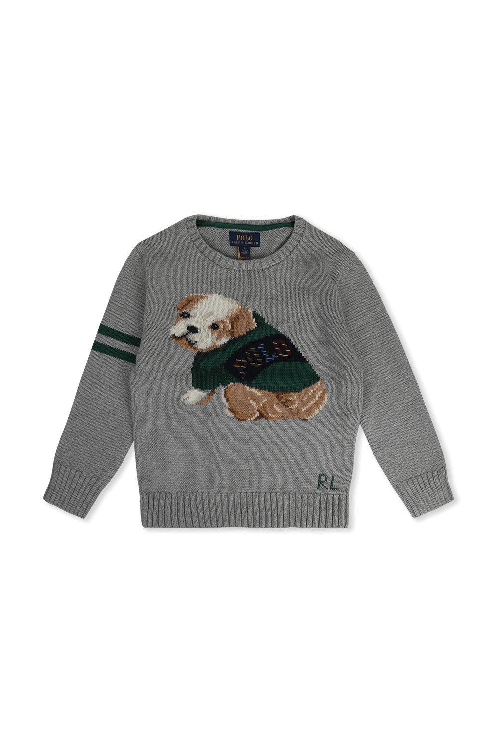 תמונה קידמית של גילאי 2-4 סריג אפור עם דוגמת בולדוג