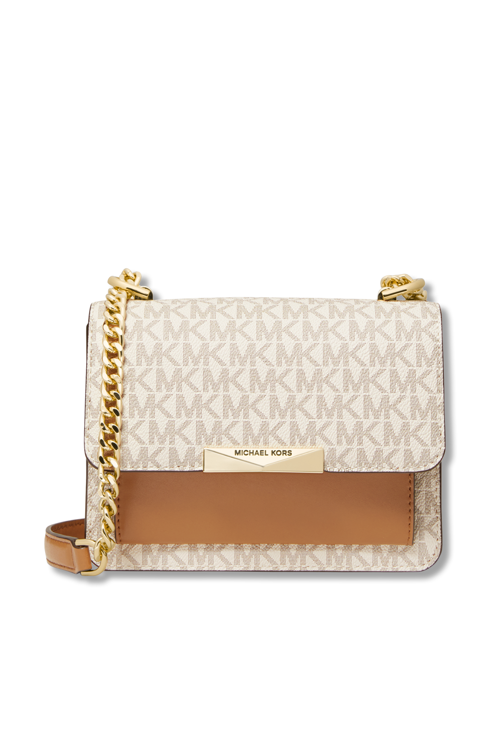 תמונה קידמית של Jade XS Logo and Leather Crossbody Bag in Vanilla