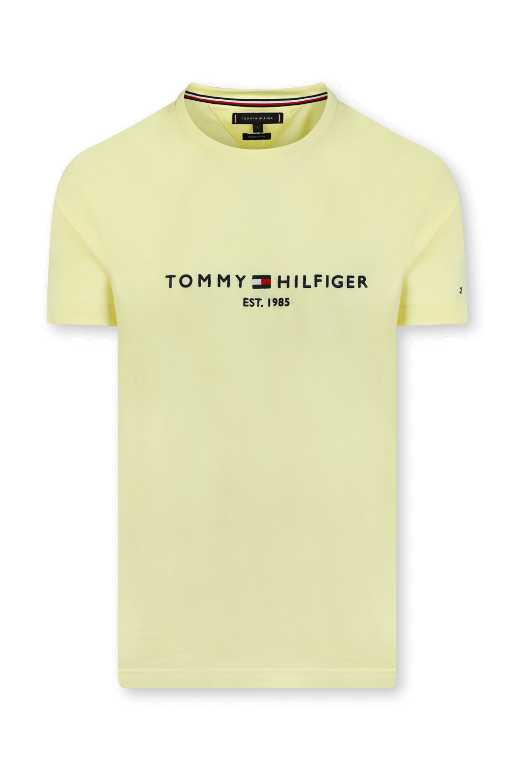 תמונה קידמית של טישירט בגוון צהוב בננה עם לוגו רקום