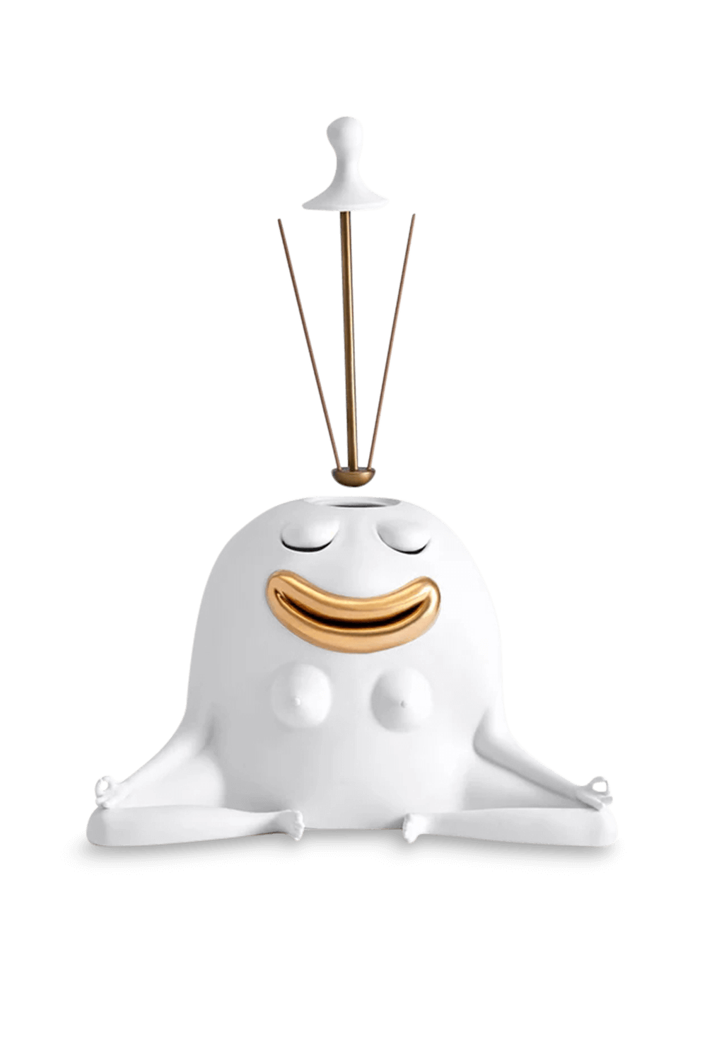 תמונת תקריב של Haas Meditator Incense Burner - White+Gold